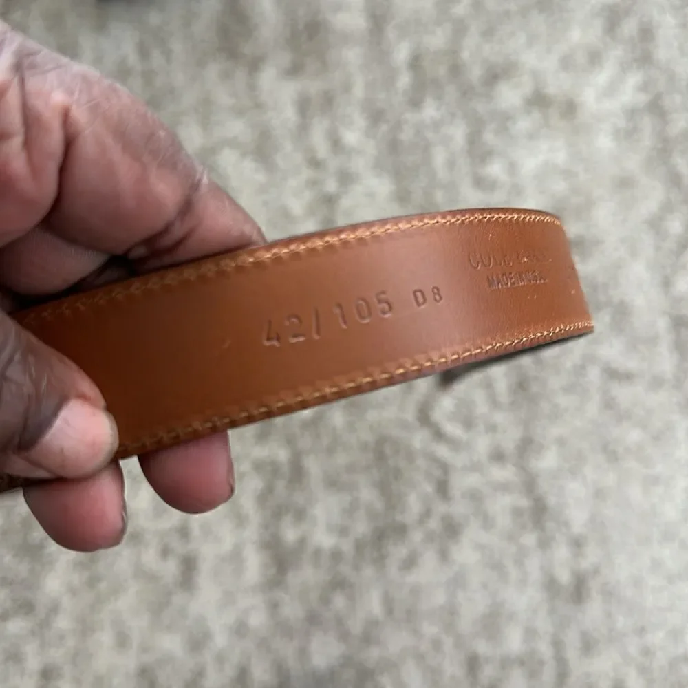 Cole Haan Genuine Leather Brown Textured Men’s Belt 42